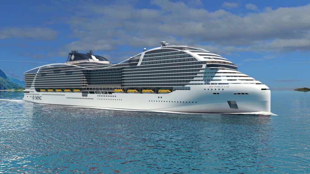 navio de cruzeiro em alto mar Novo terminal da MSC Cruzeiros