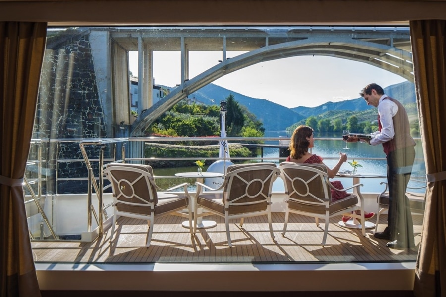 vista da cabine de um cruzeiro Cruzeiros de luxo em Portugal