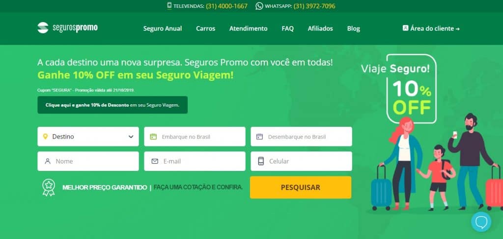 print do site SegurosPromo Como contratar seguro viagem