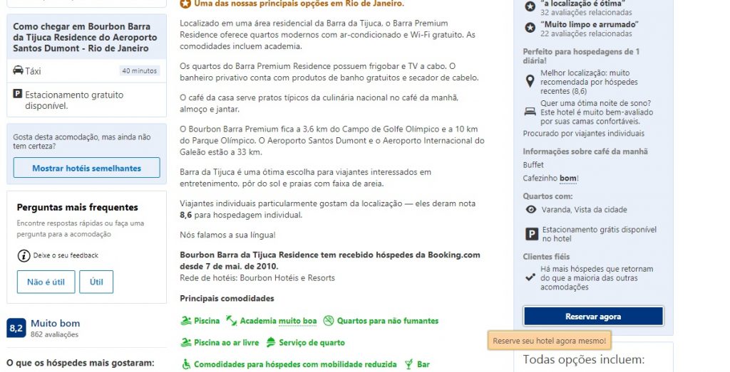 print da página de reserva de hotel da booking.com Como reservar hotel pela internet