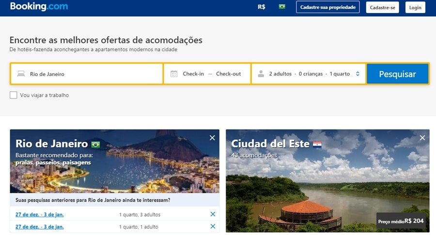 print da página de reserva de hotel da booking.com Como reservar hotel pela internet